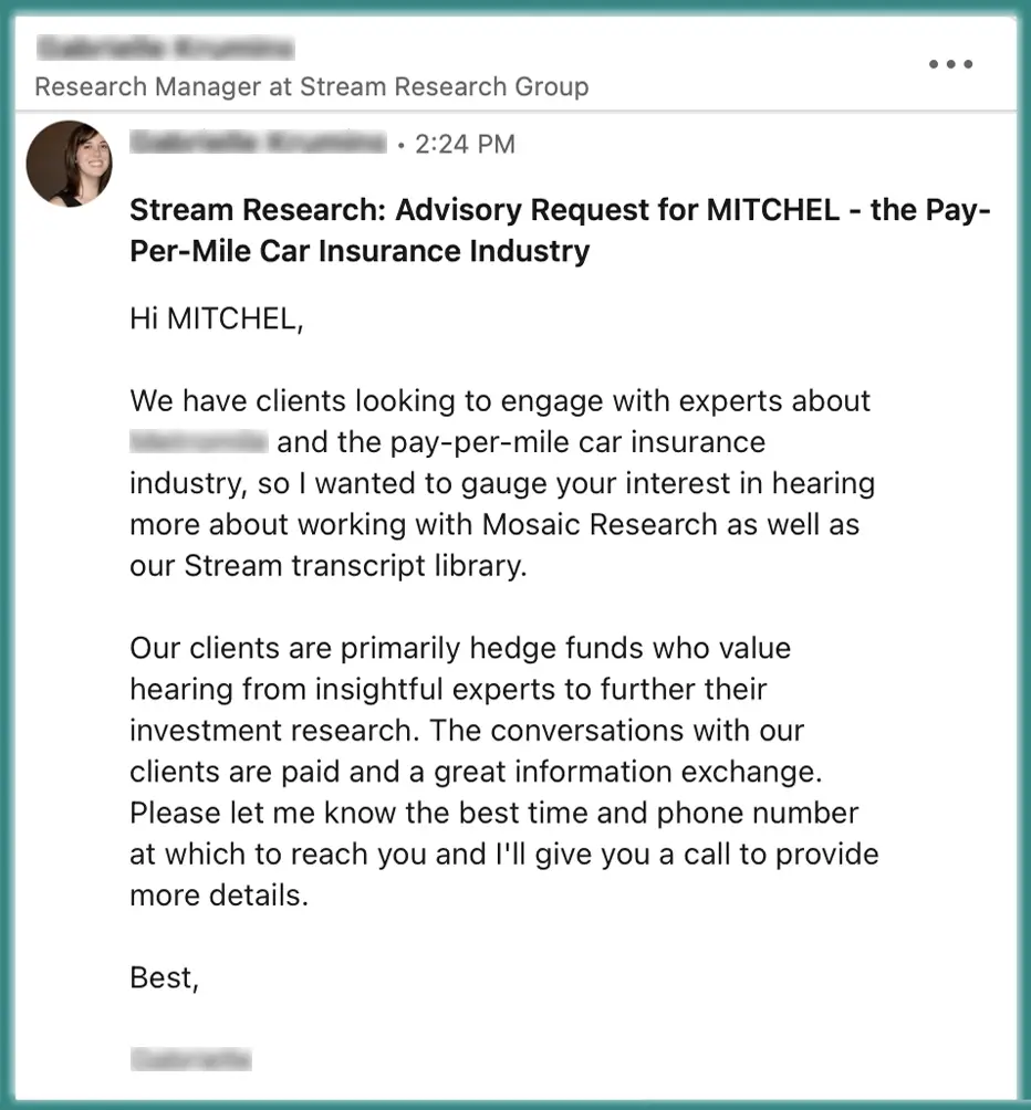 Stream Research Group paid consulting opportunity via LinkedIn